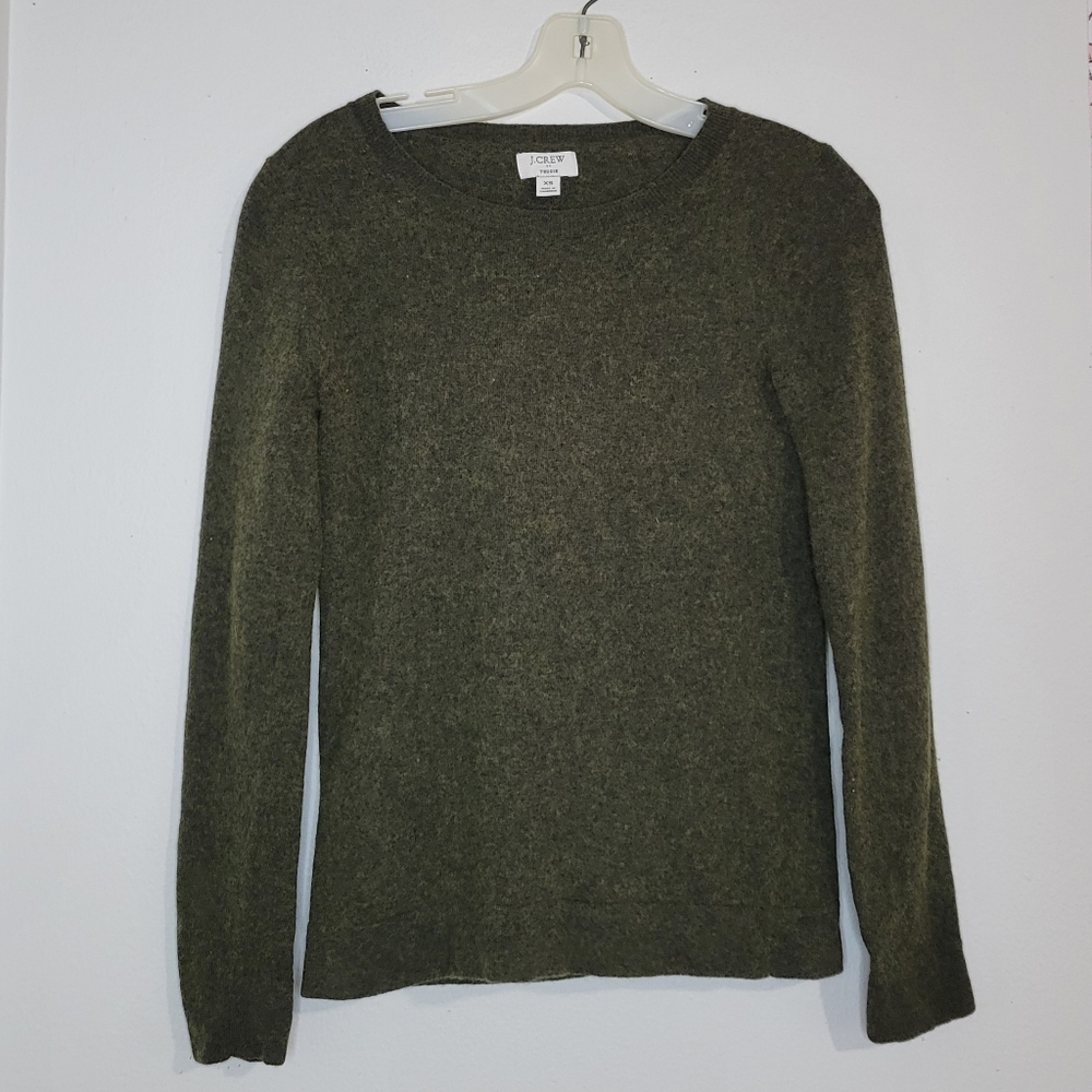 J. Crew Women's Forest Green Wool Blend Teddie Sweater. Size XS